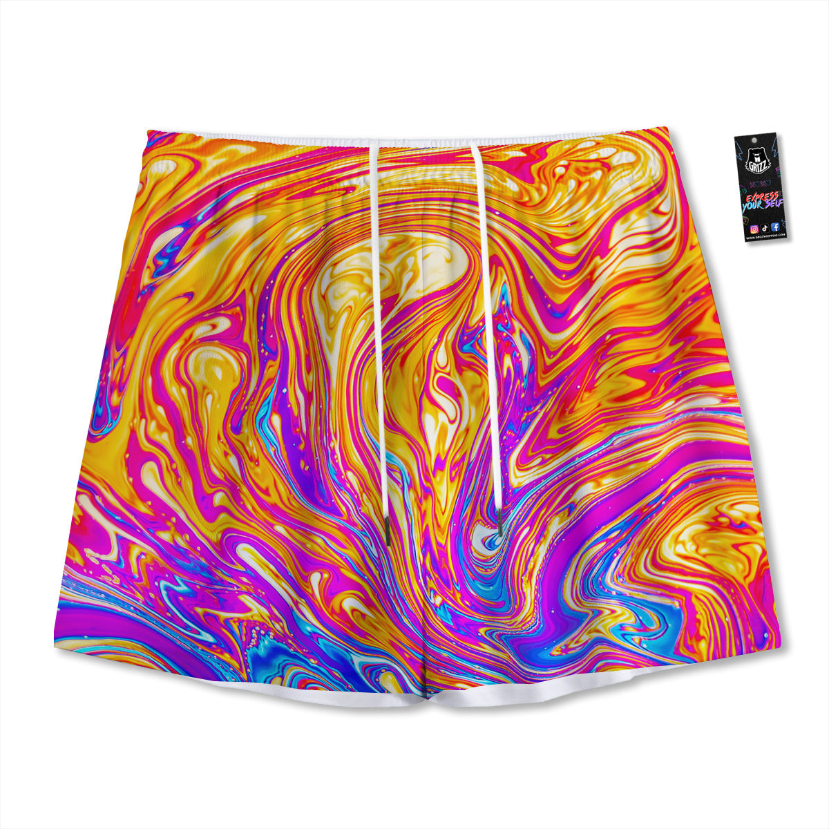 Aries Sign Black And Gold Print Mesh Shorts