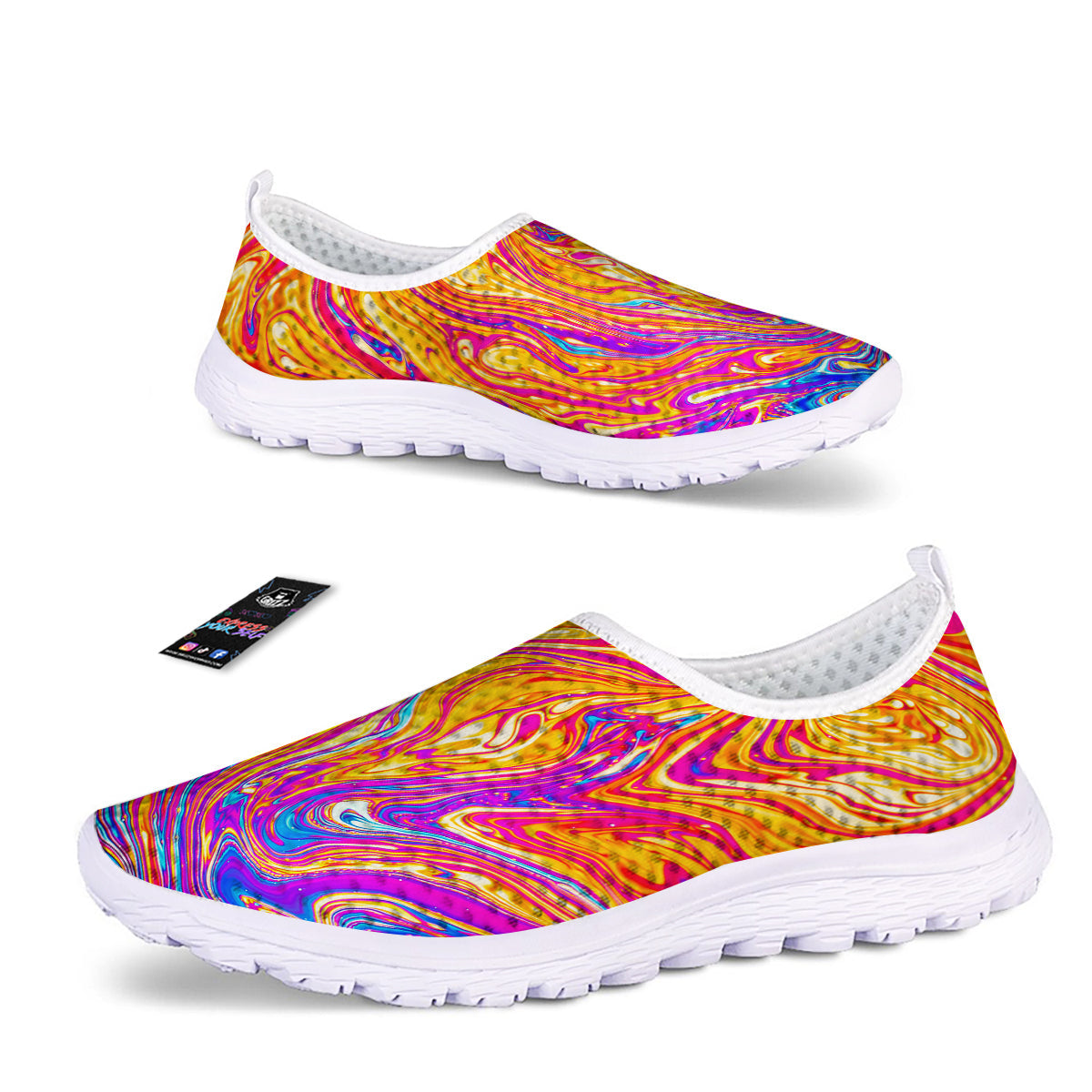 Abstract Orange Psychedelic Print Nurse Shoes-grizzshop