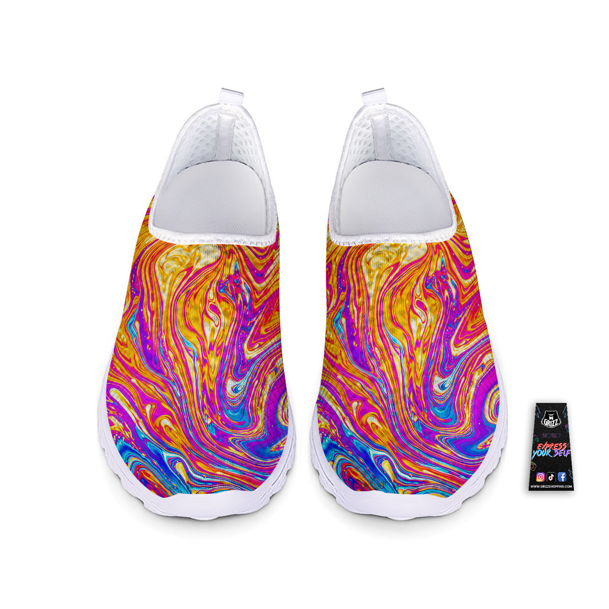 Abstract Orange Psychedelic Print Nurse Shoes-grizzshop