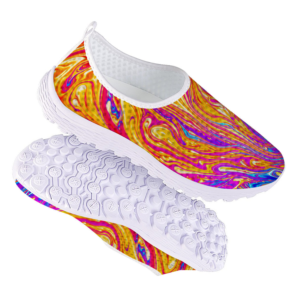 Abstract Orange Psychedelic Print Nurse Shoes-grizzshop