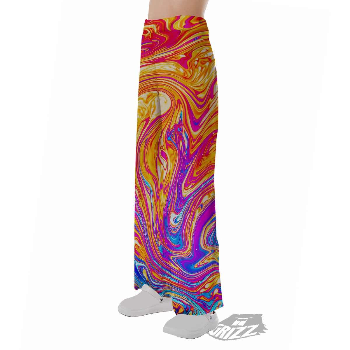 Abstract Orange Psychedelic Print Pajama Pants-grizzshop
