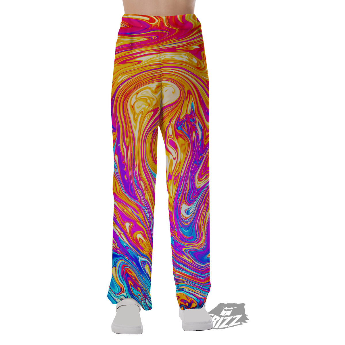Abstract Orange Psychedelic Print Pajama Pants-grizzshop