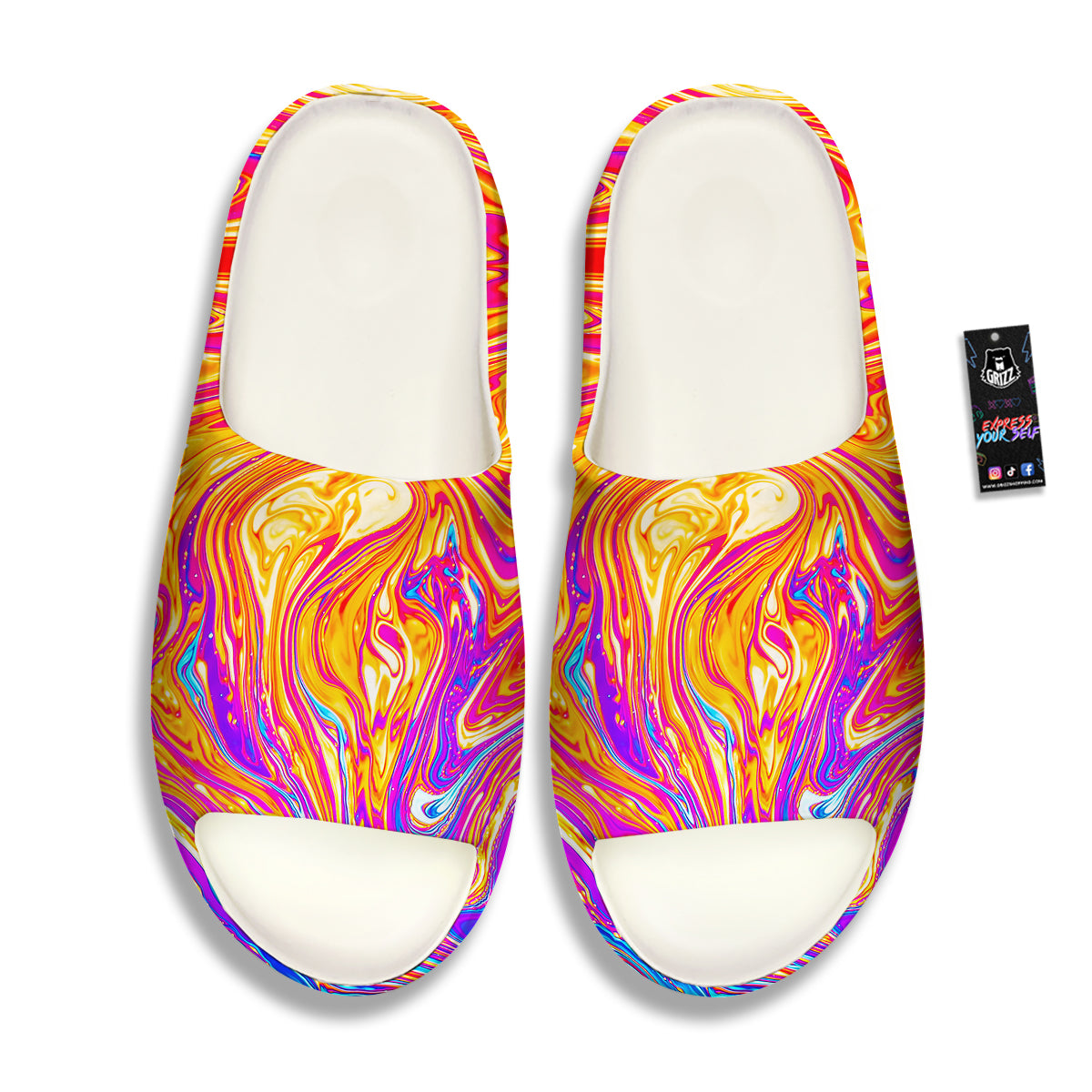 Abstract Orange Psychedelic Print Sandals-grizzshop