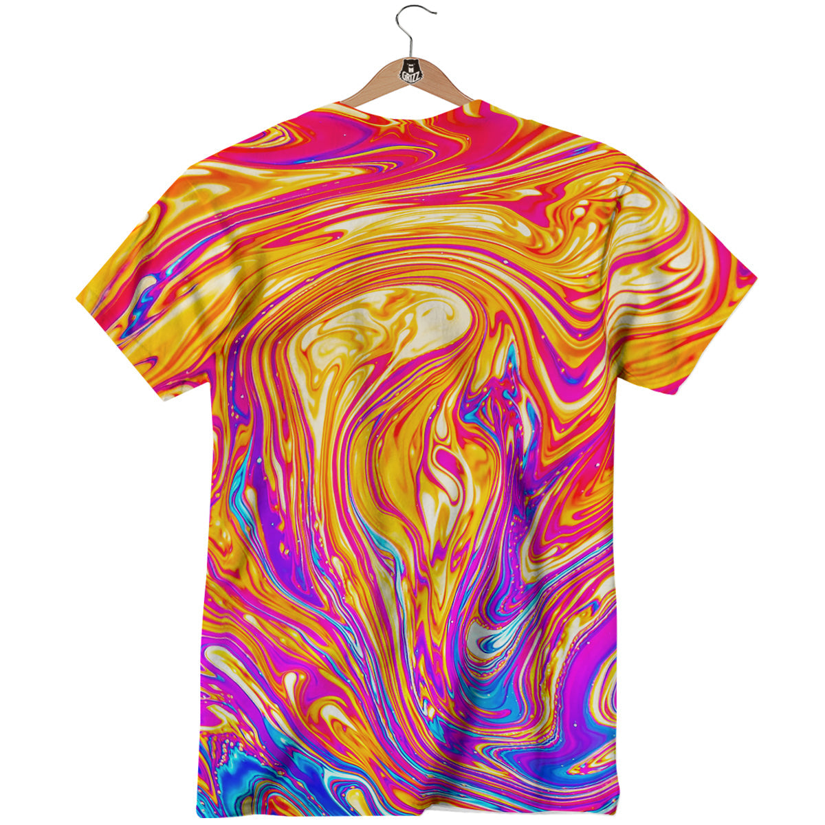 Abstract Orange Psychedelic Print T-Shirt-grizzshop