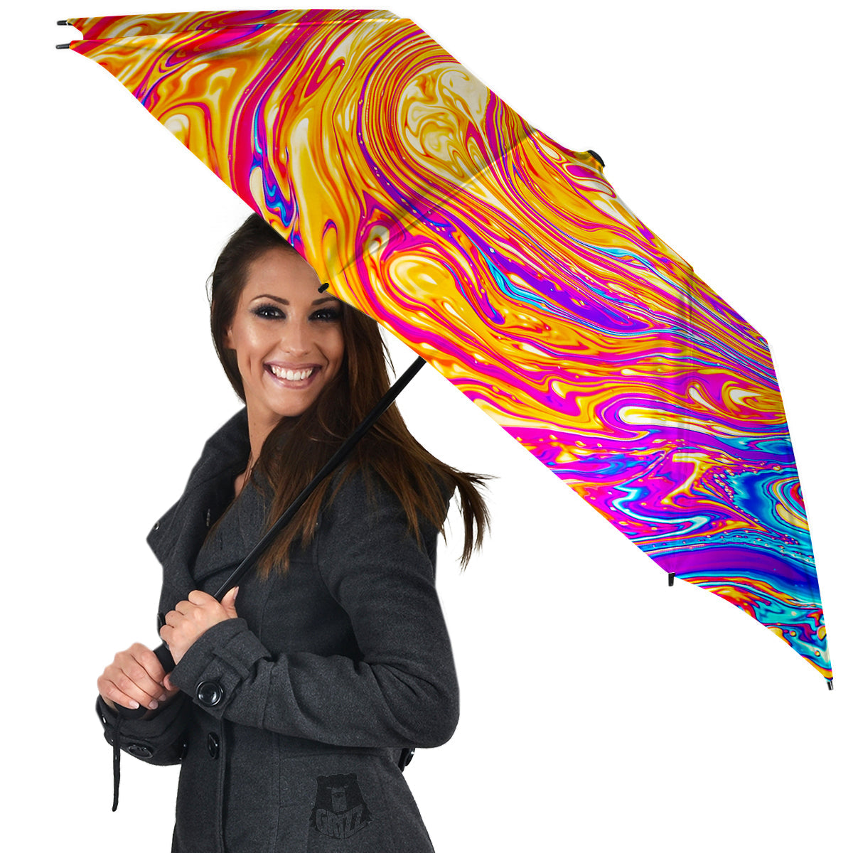 Abstract Orange Psychedelic Print Umbrella-grizzshop