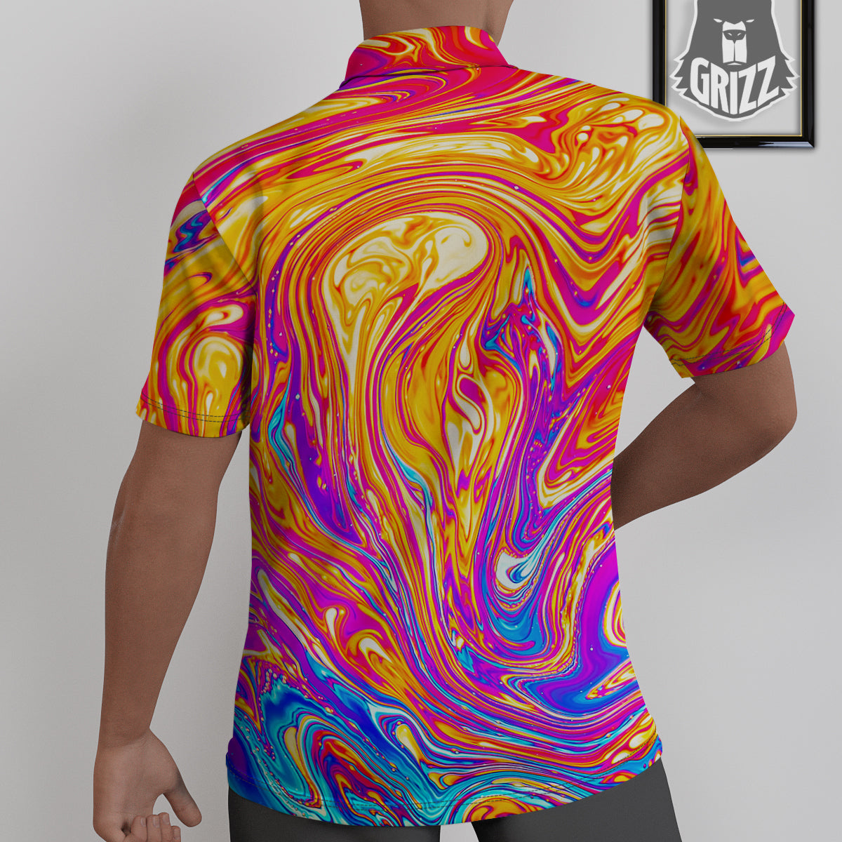 Abstract Orange Psychedelic Print Untucked Shirts-grizzshop