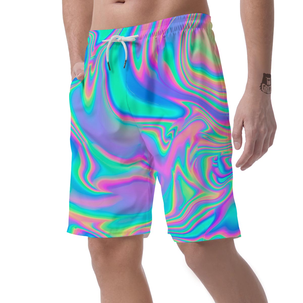 Abstract Pastel Holographic Men's Shorts-grizzshop