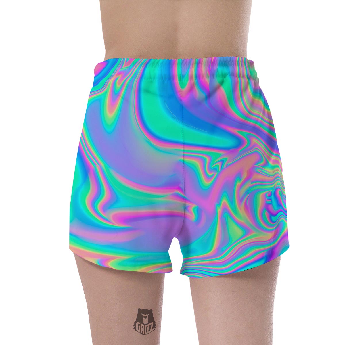 Abstract Pastel Holographic Women's Shorts-grizzshop