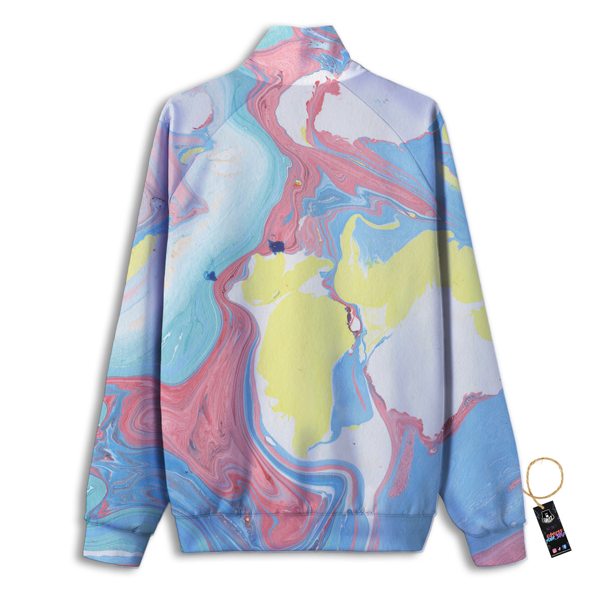 Abstract Pastel Texture Marble Print Track Jacket-grizzshop