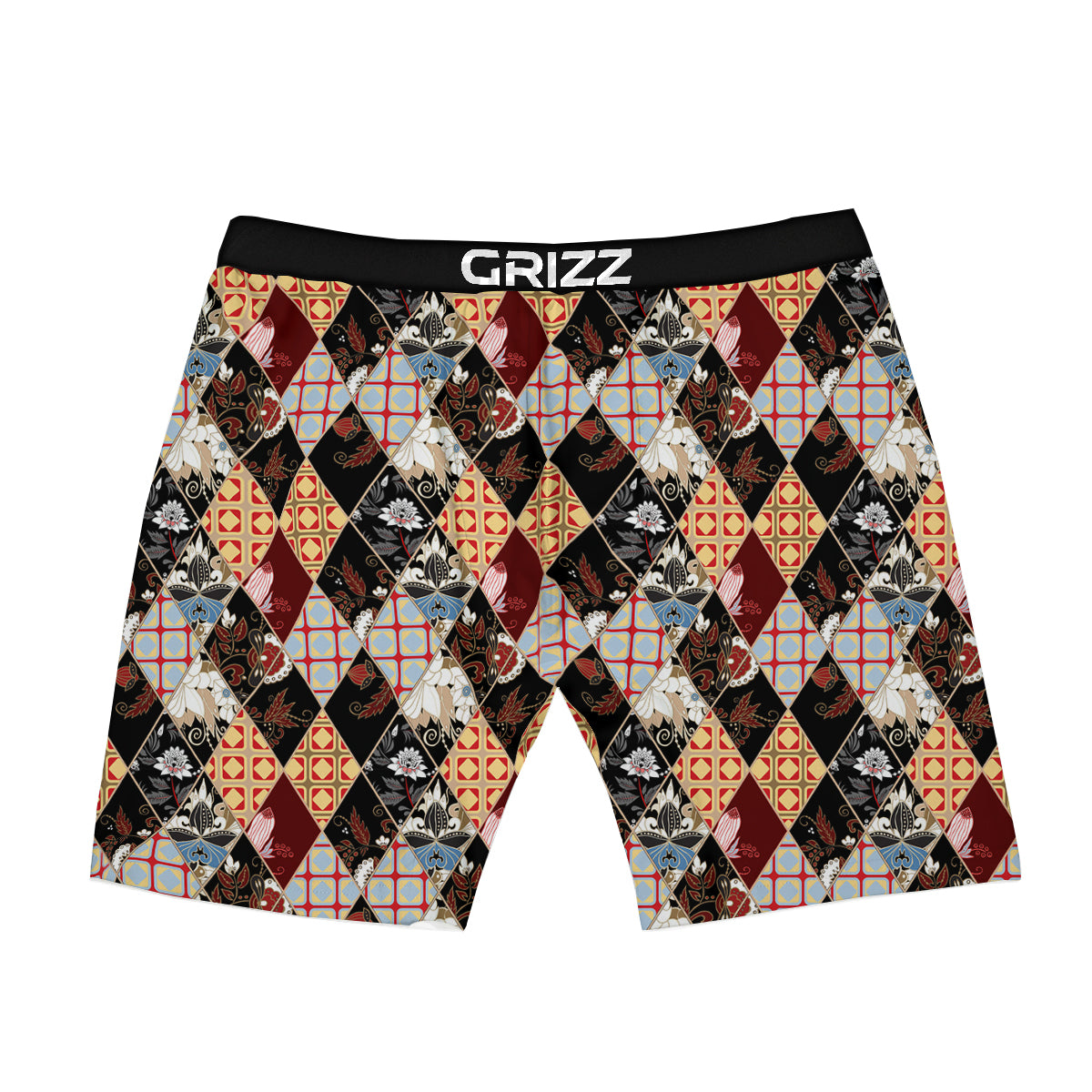 Abstract Patchwork Floral Print Pattern Boxer Briefs-grizzshop