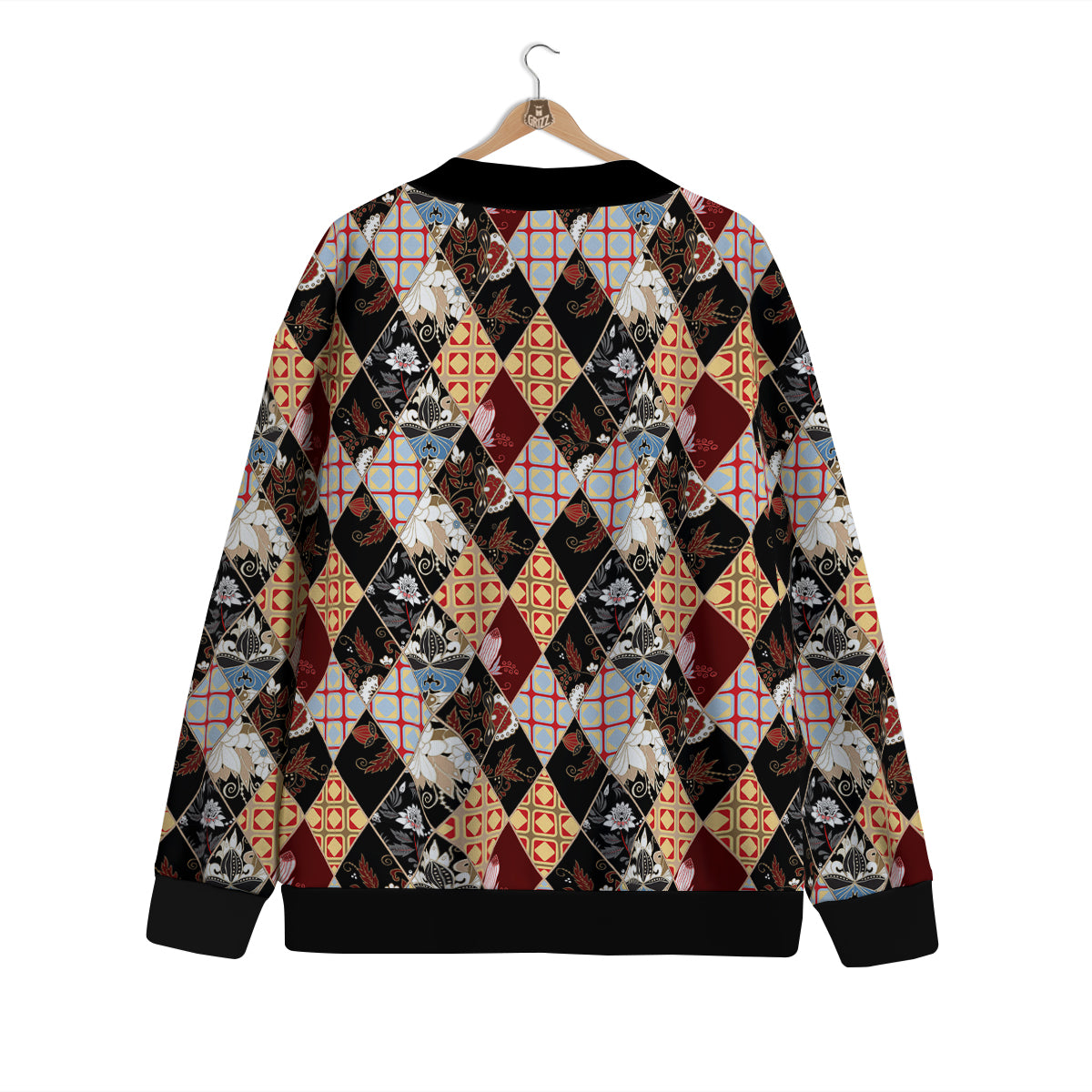 Abstract Patchwork Floral Print Pattern Cardigan-grizzshop