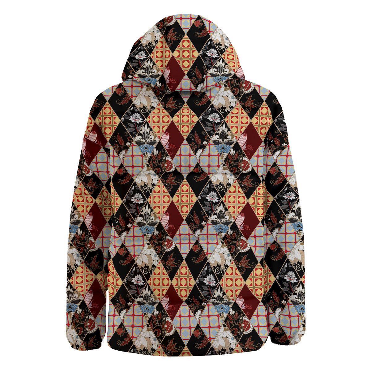 Abstract Patchwork Floral Print Pattern Down Jacket-grizzshop