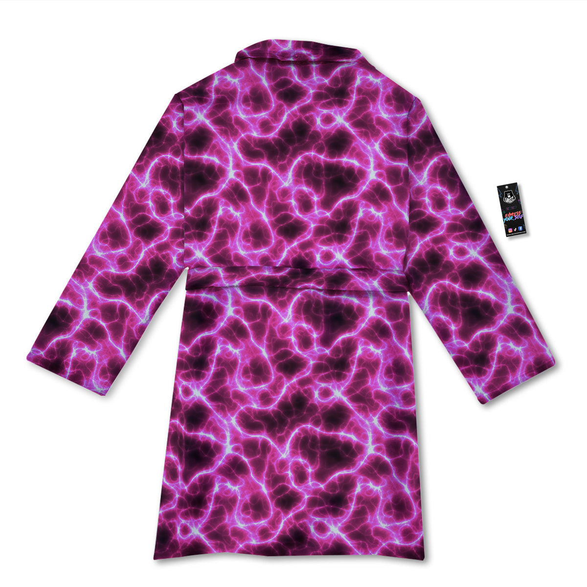 Abstract Pink Electrical Sparks Print Pattern Bathrobe-grizzshop