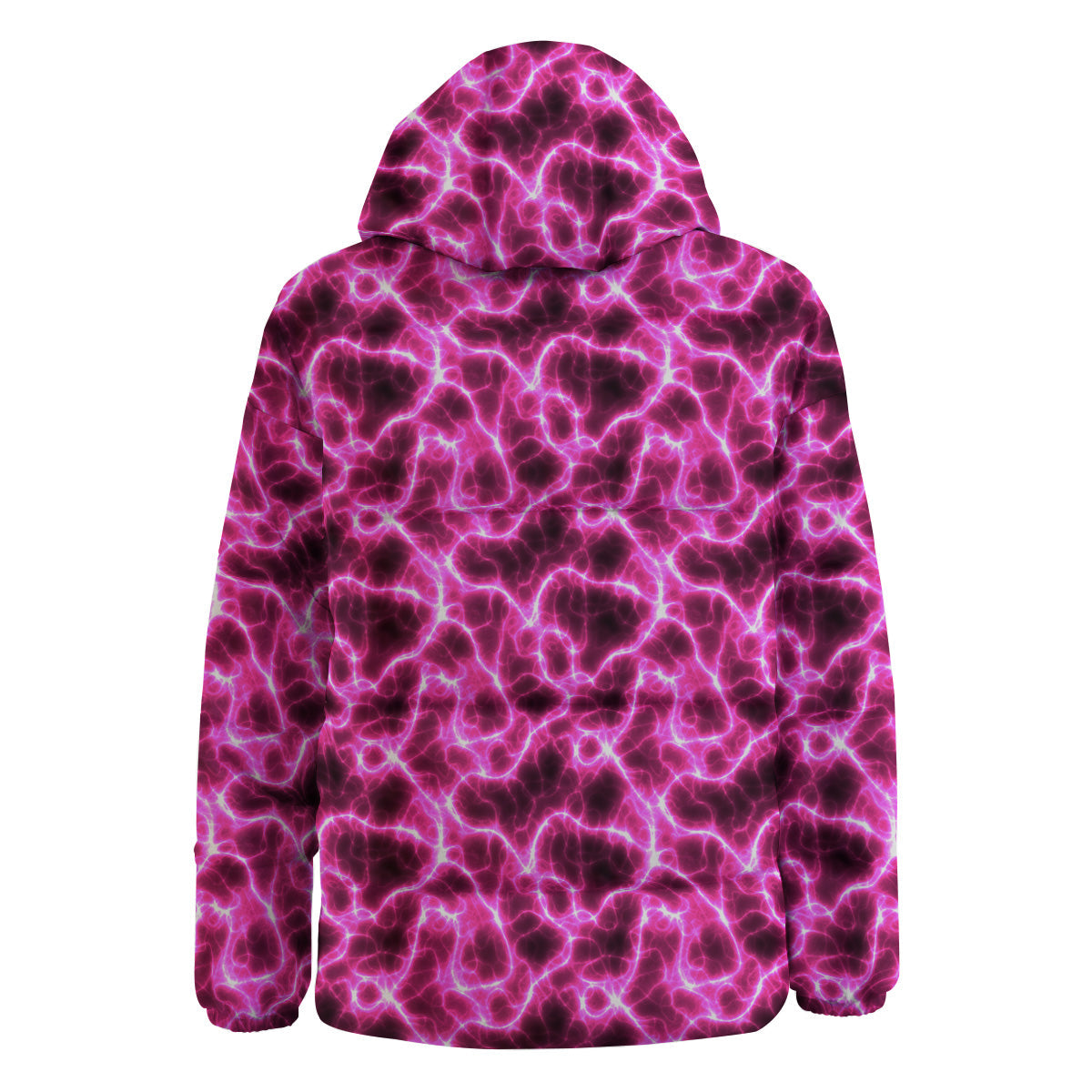 Abstract Pink Electrical Sparks Print Pattern Down Jacket-grizzshop