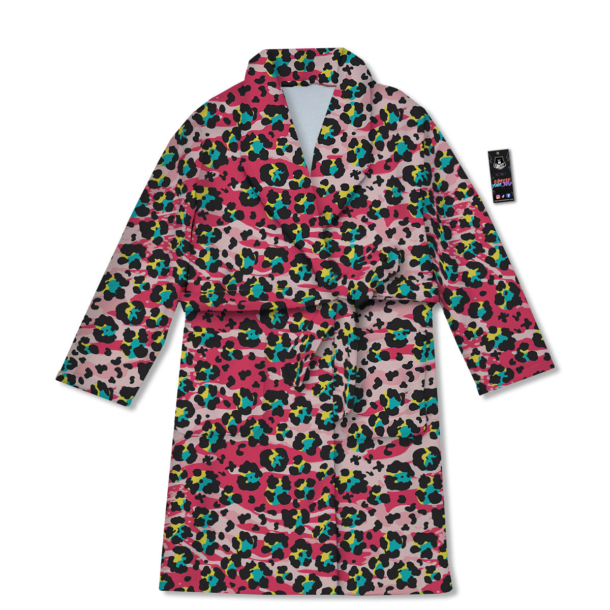 Abstract Pink Leopard Skin Print Pattern Bathrobe-grizzshop