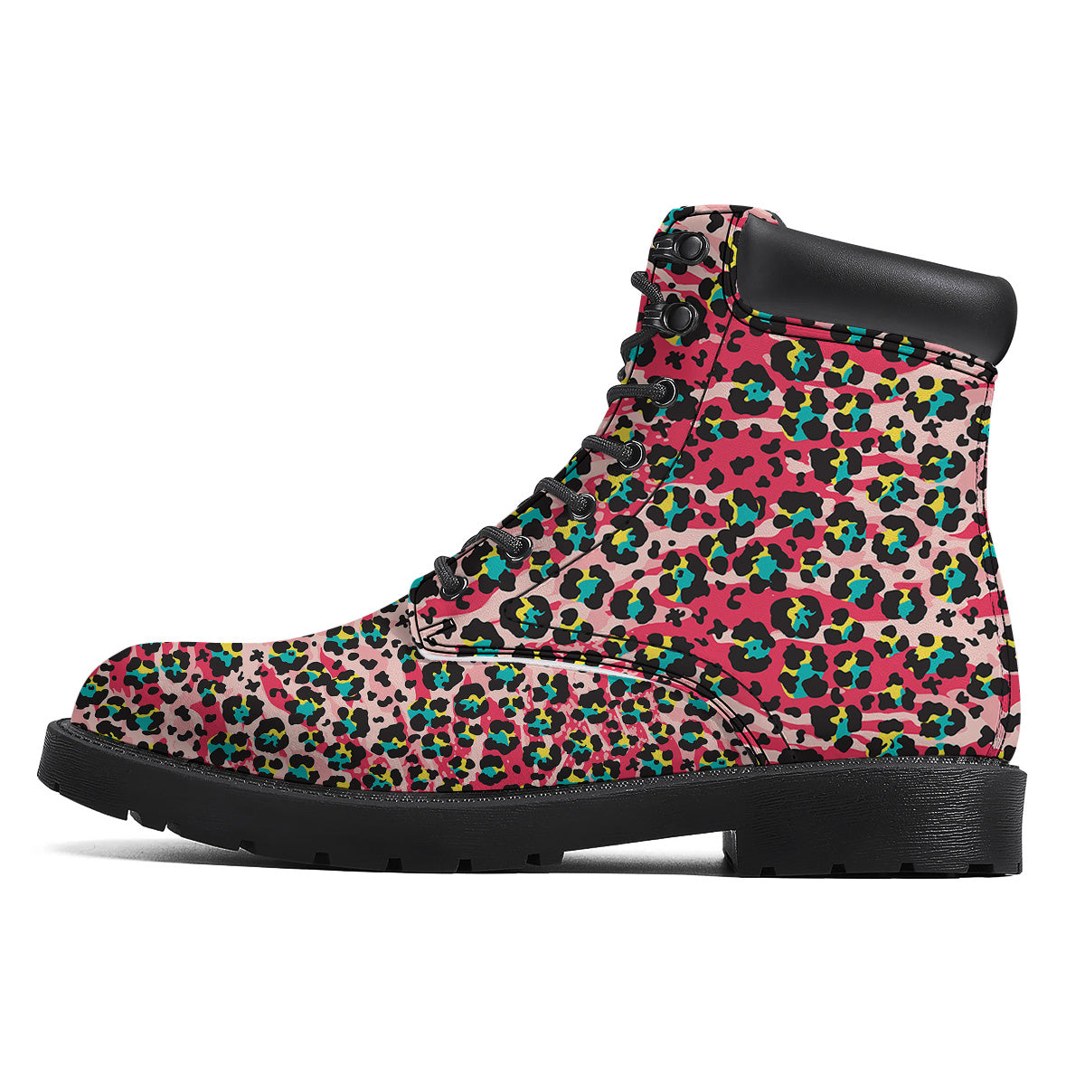 Abstract Pink Leopard Skin Print Pattern Boots-grizzshop