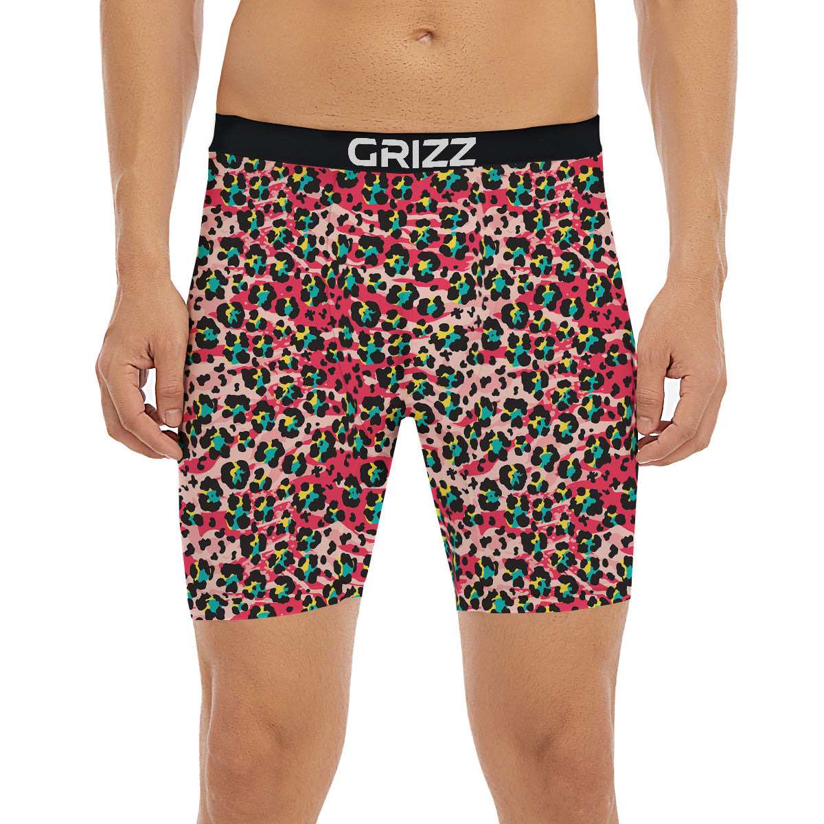 Abstract Pink Leopard Skin Print Pattern Boxer Briefs-grizzshop