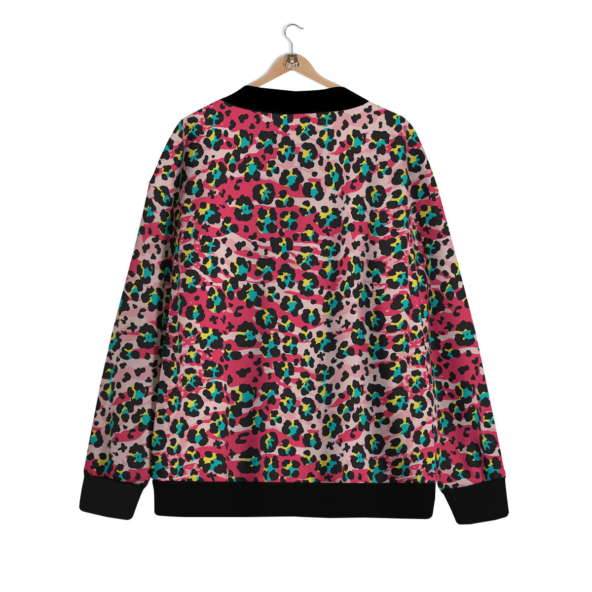 Abstract Pink Leopard Skin Print Pattern Cardigan-grizzshop