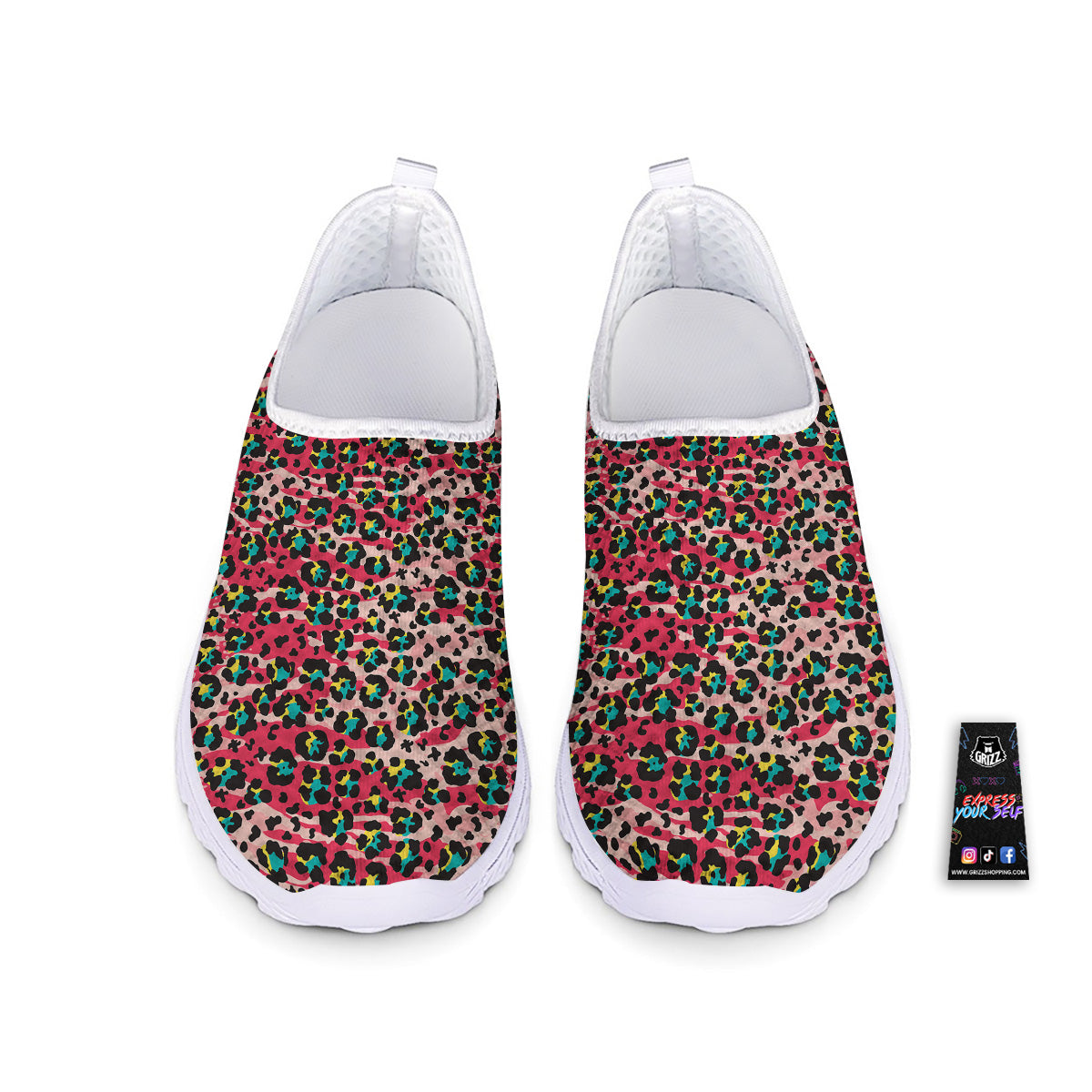 Abstract Pink Leopard Skin Print Pattern Nurse Shoes-grizzshop