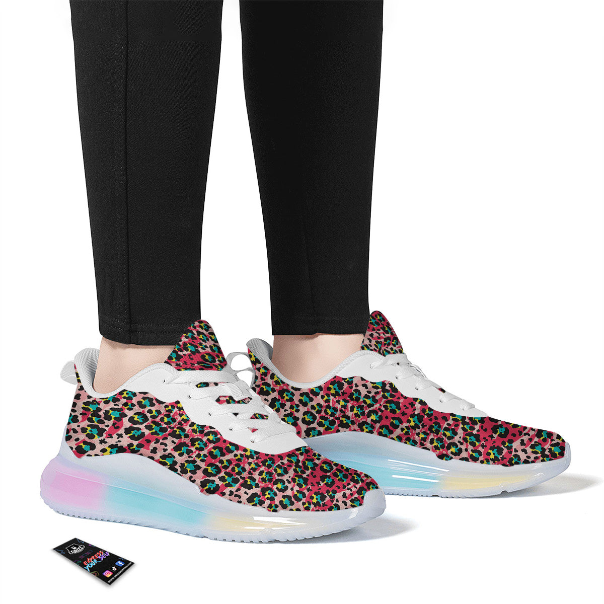 Abstract Pink Leopard Skin Print Pattern Running Sneakers-grizzshop