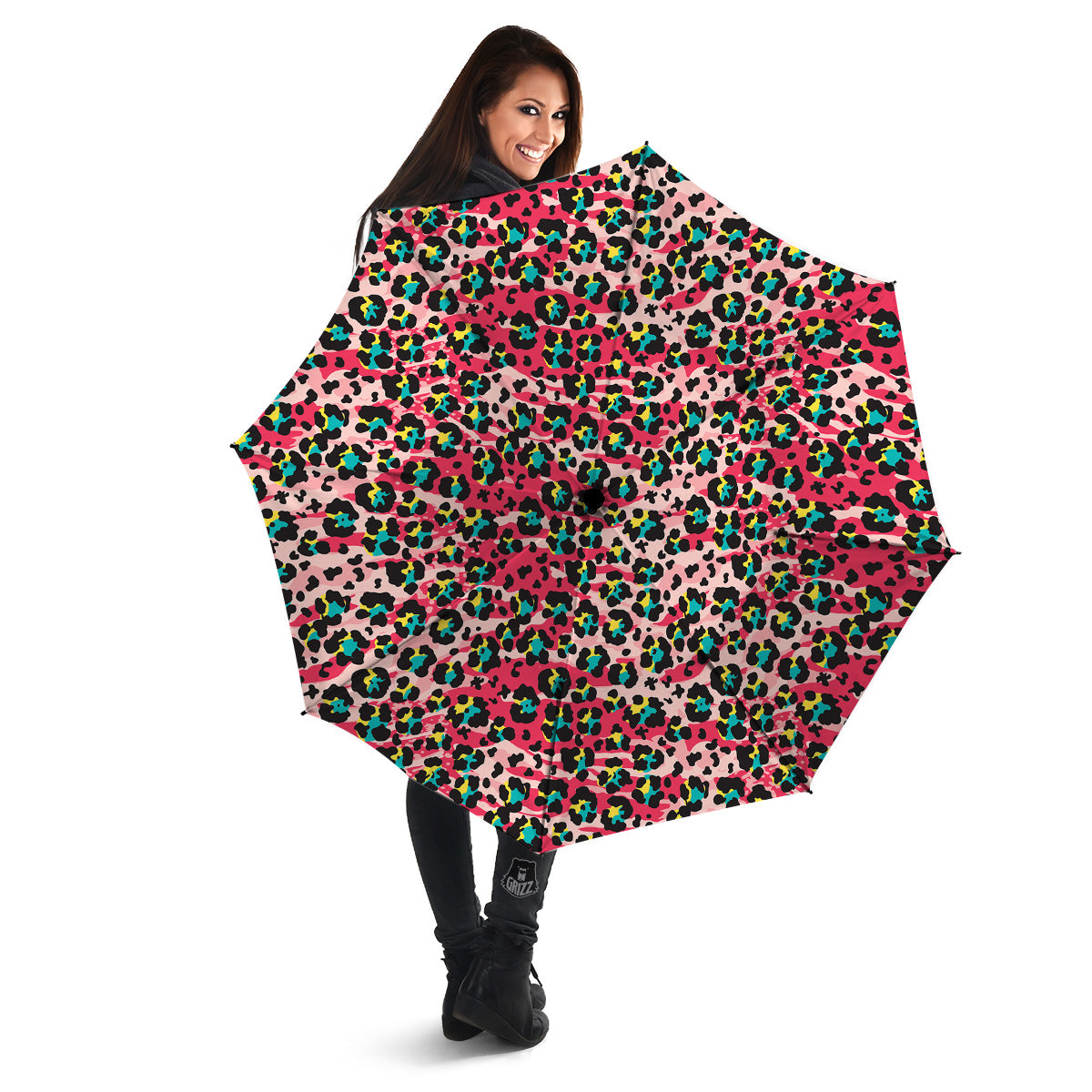 Abstract Pink Leopard Skin Print Pattern Umbrella-grizzshop