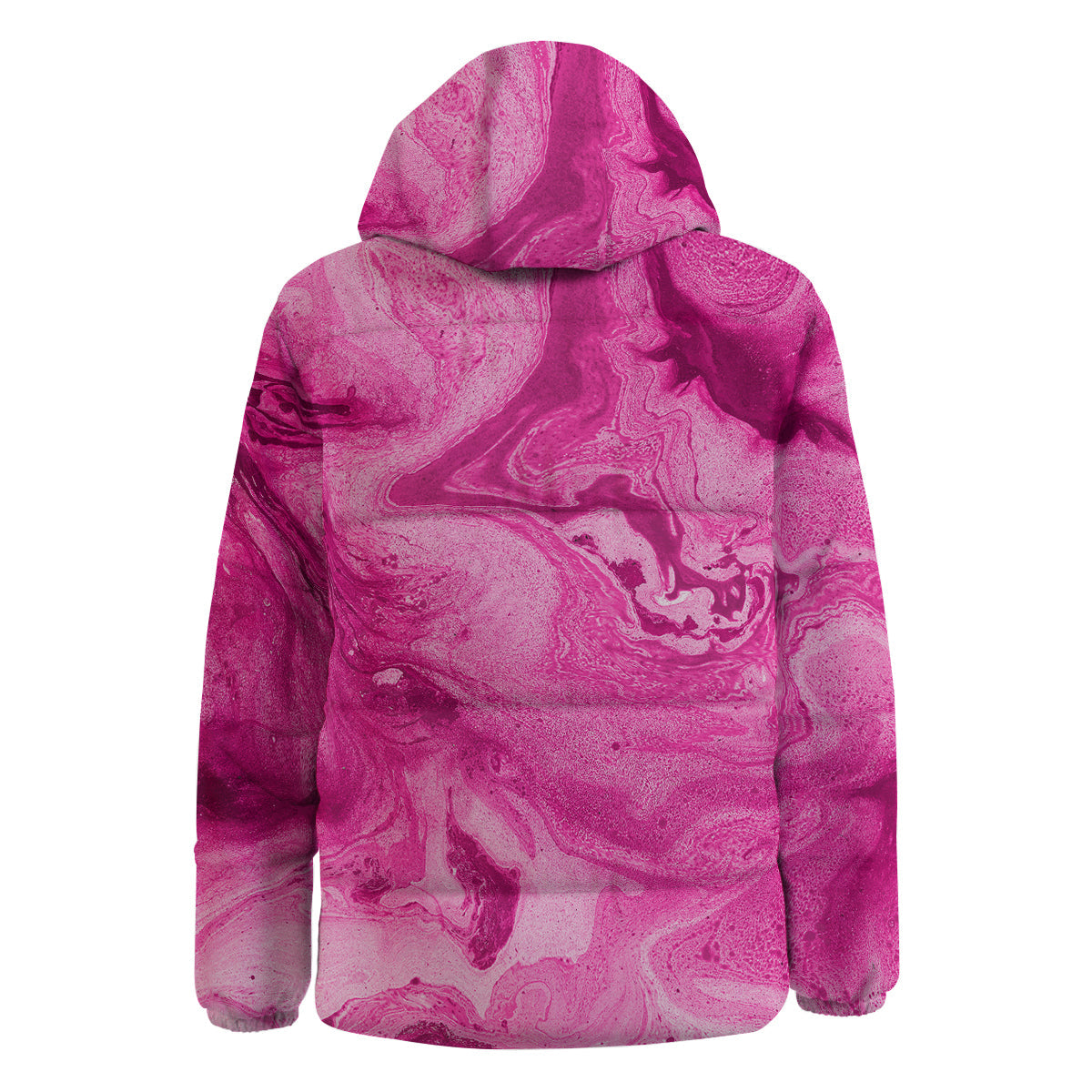 Abstract Pink Marble Print Down Jacket-grizzshop