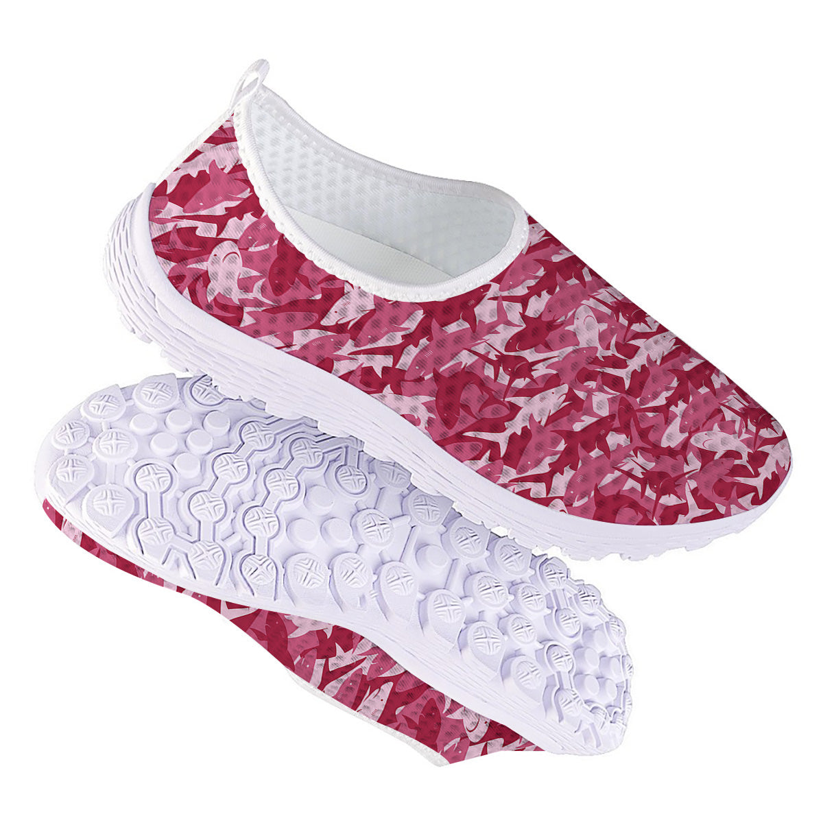 Abstract Pink Shark Camo Print Pattern Nurse Shoes-grizzshop
