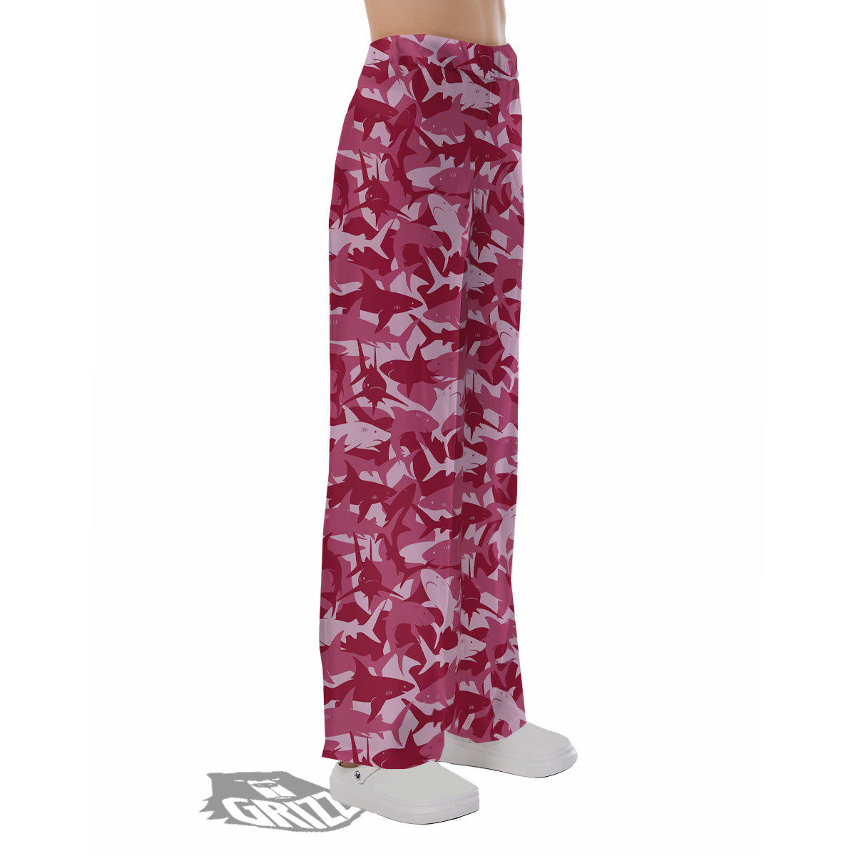 Abstract Pink Shark Camo Print Pattern Pajama Pants-grizzshop