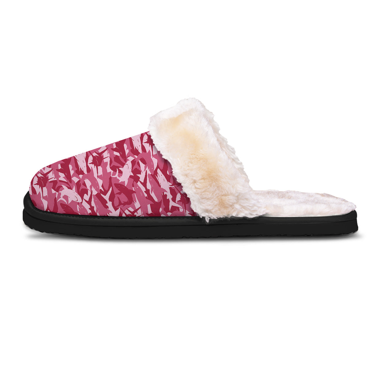 Abstract Pink Shark Camo Print Pattern Slippers-grizzshop