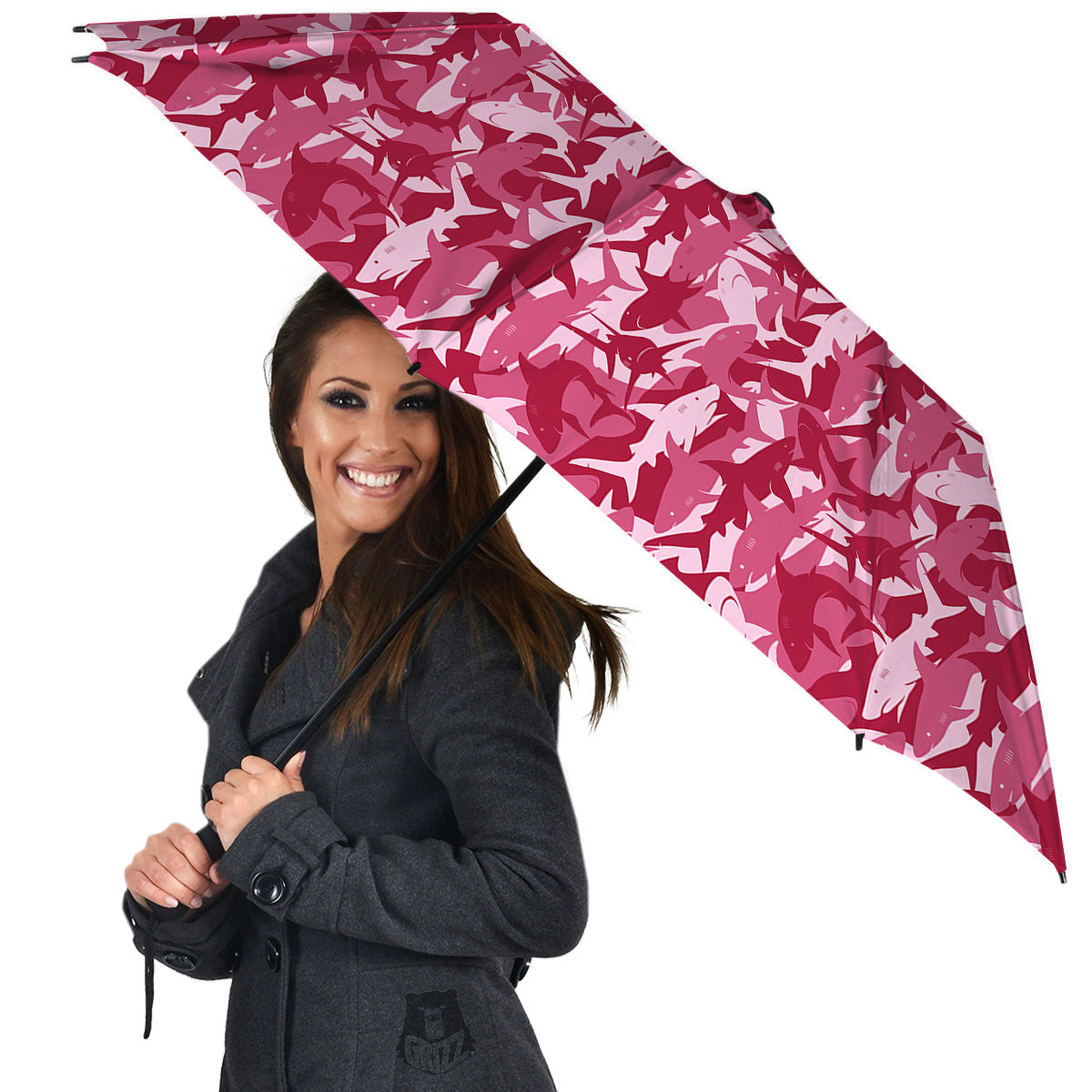 Abstract Pink Shark Camo Print Pattern Umbrella-grizzshop