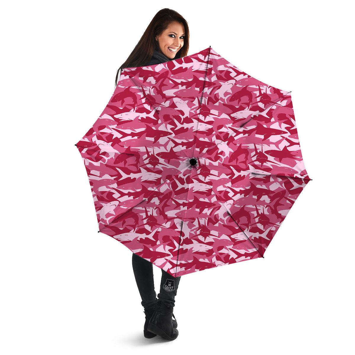 Abstract Pink Shark Camo Print Pattern Umbrella-grizzshop