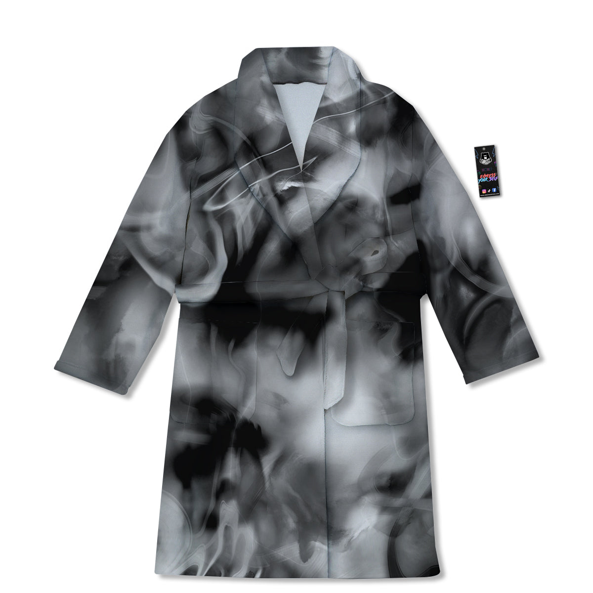 Abstract Psychedelic Liquid Smoke Print Bathrobe-grizzshop