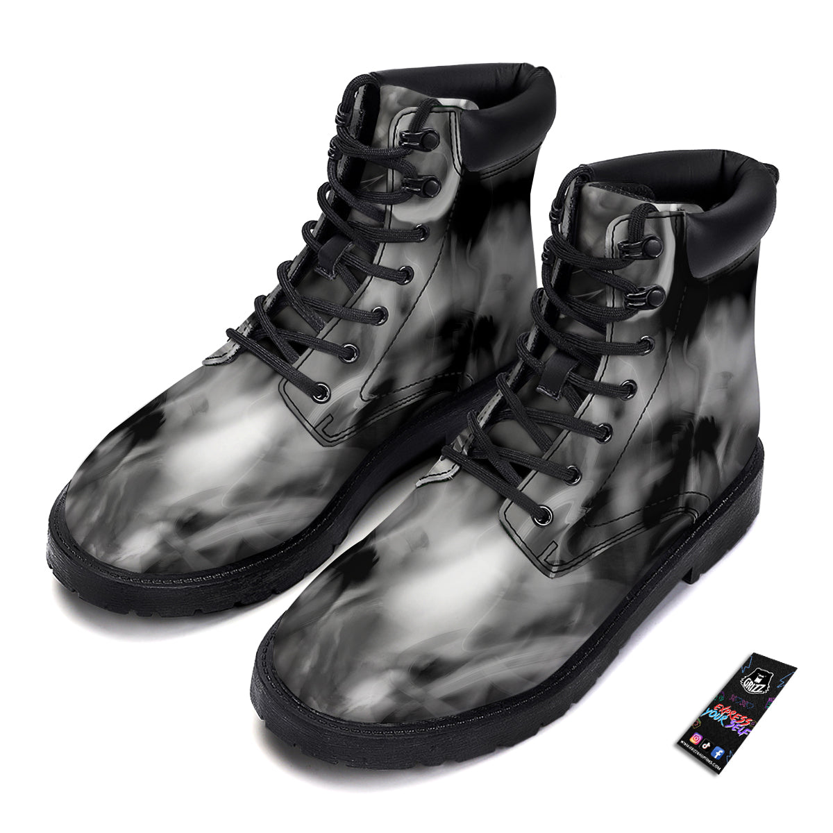 Abstract Psychedelic Liquid Smoke Print Boots-grizzshop