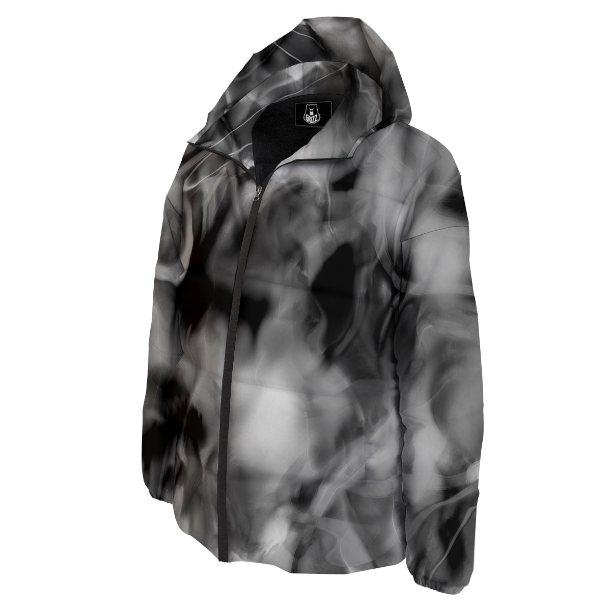 Abstract Psychedelic Liquid Smoke Print Down Jacket-grizzshop