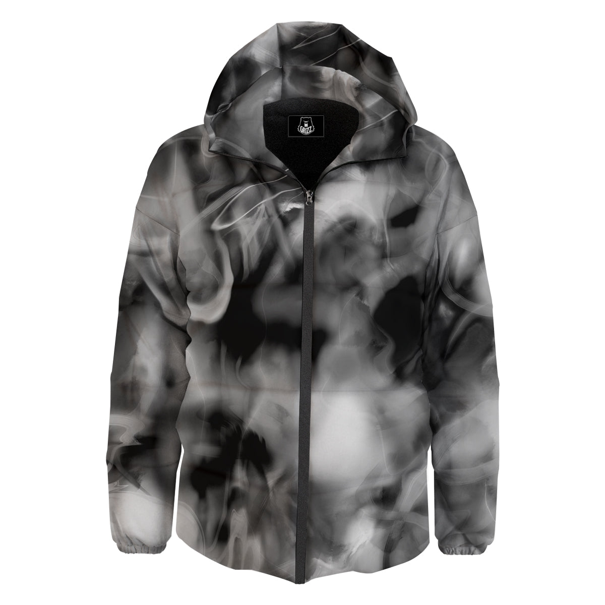 Abstract Psychedelic Liquid Smoke Print Down Jacket-grizzshop
