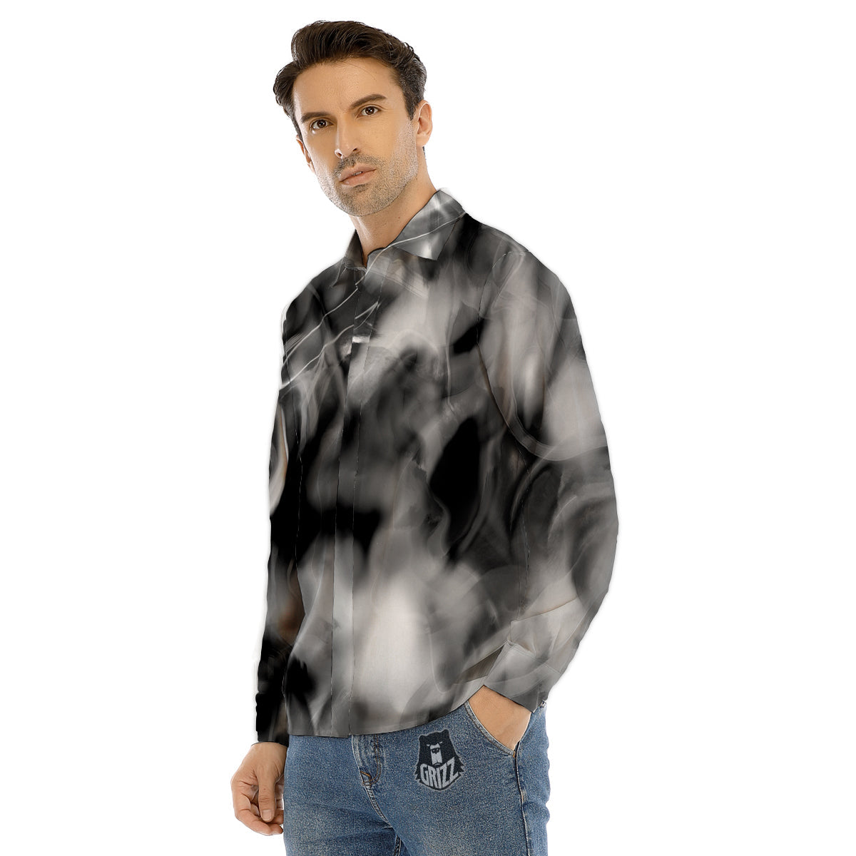 Abstract Psychedelic Liquid Smoke Print Men's Dress Shirts-grizzshop