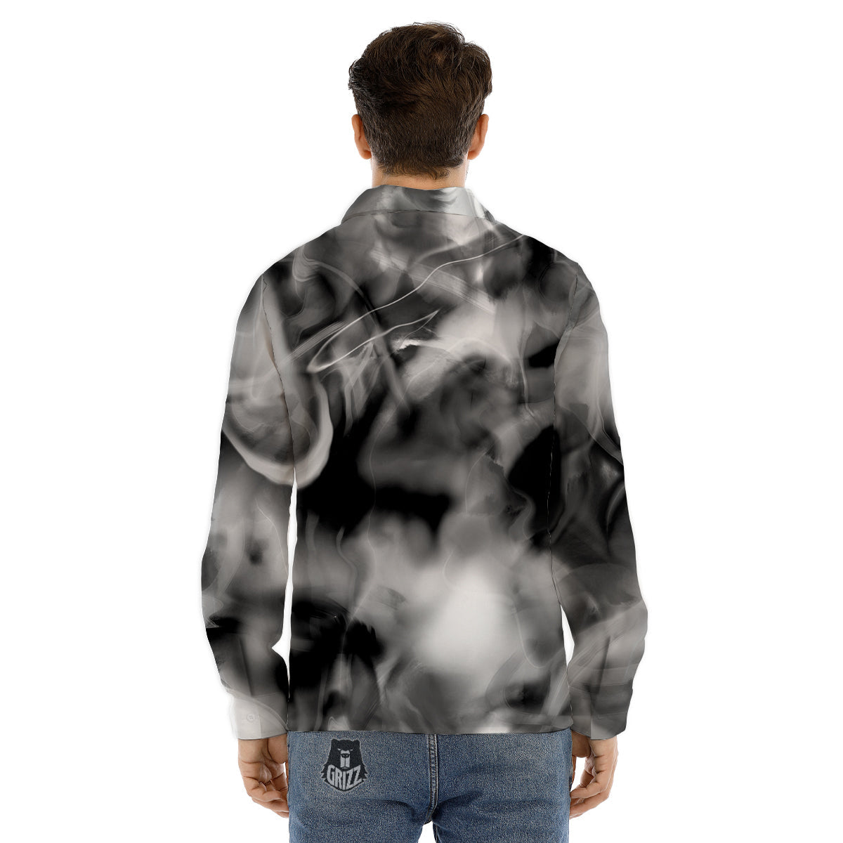 Abstract Psychedelic Liquid Smoke Print Men's Dress Shirts-grizzshop