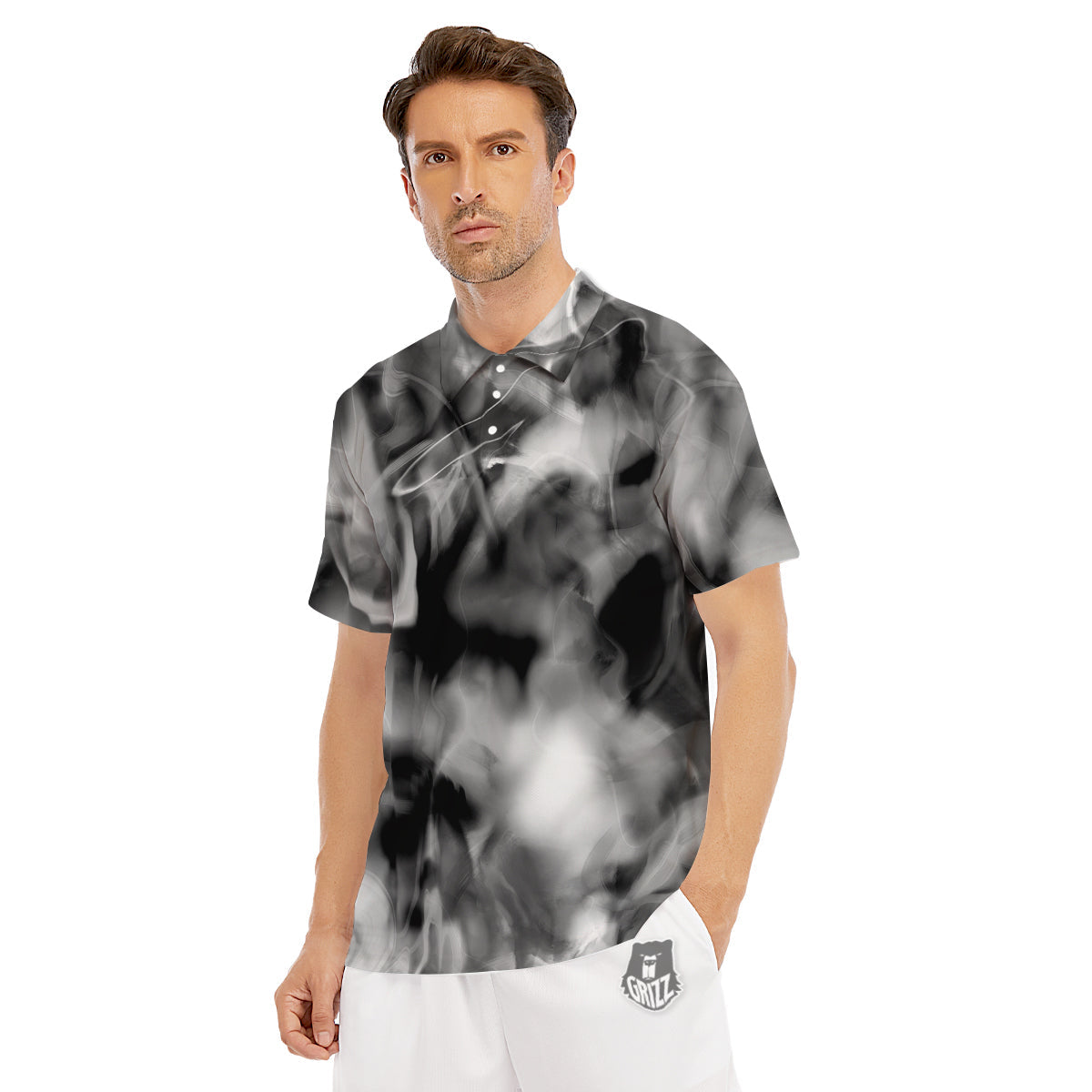 Abstract Psychedelic Liquid Smoke Print Men's Golf Shirts-grizzshop