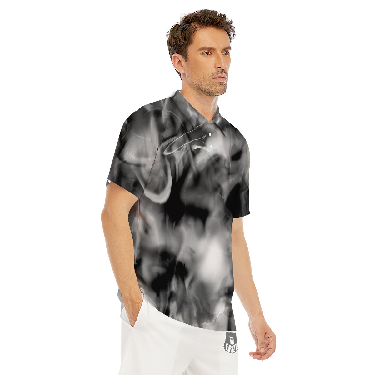 Abstract Psychedelic Liquid Smoke Print Men's Golf Shirts-grizzshop