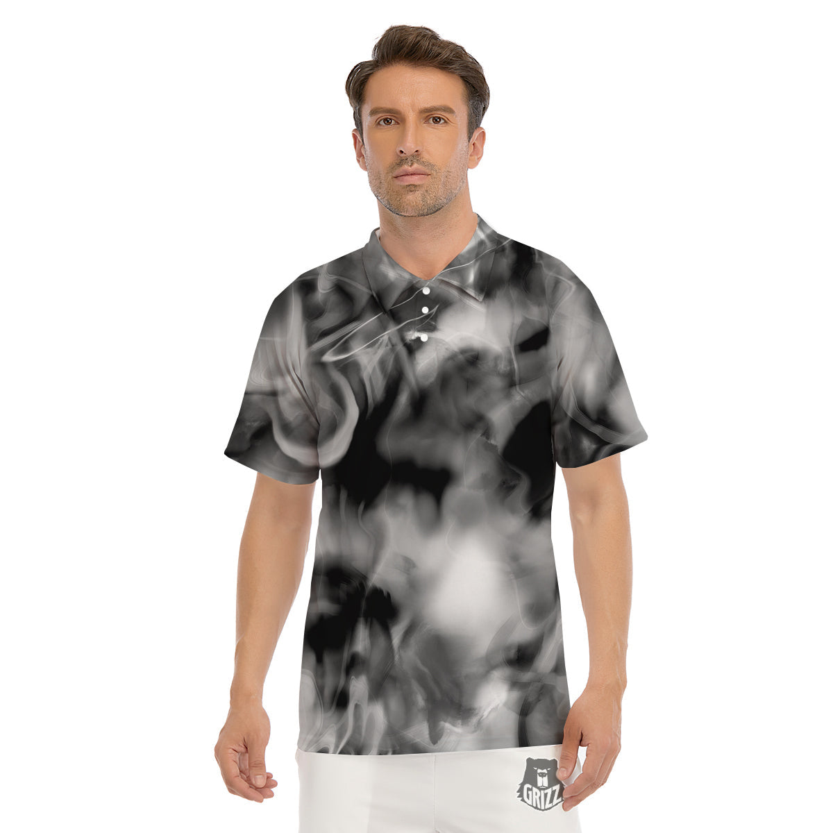 Abstract Psychedelic Liquid Smoke Print Men's Golf Shirts-grizzshop