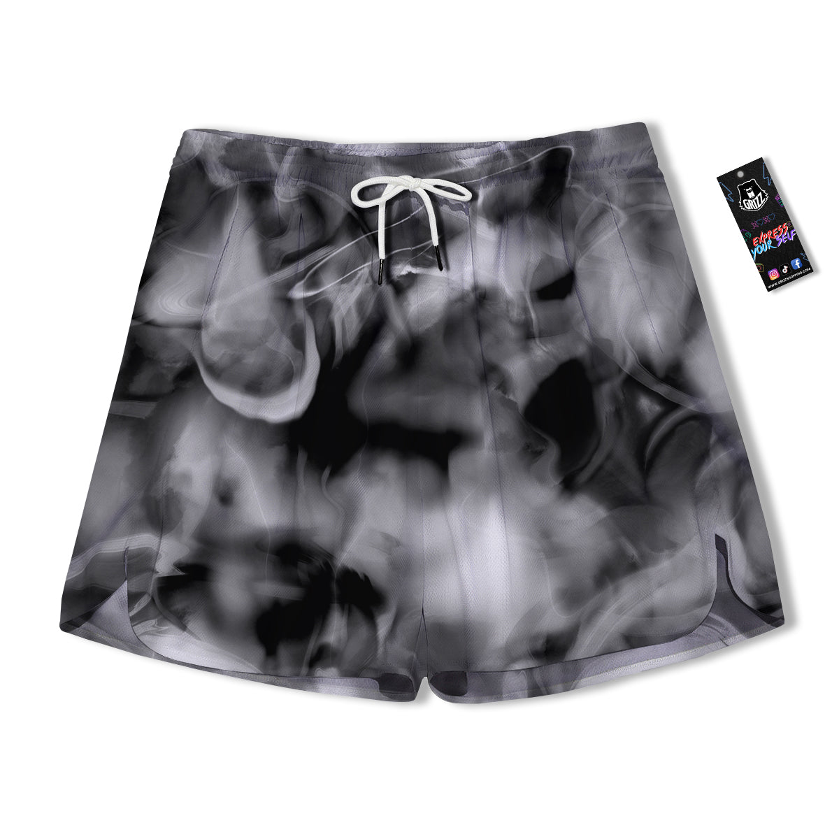 Abstract Psychedelic Liquid Smoke Print Men's Running Shorts-grizzshop