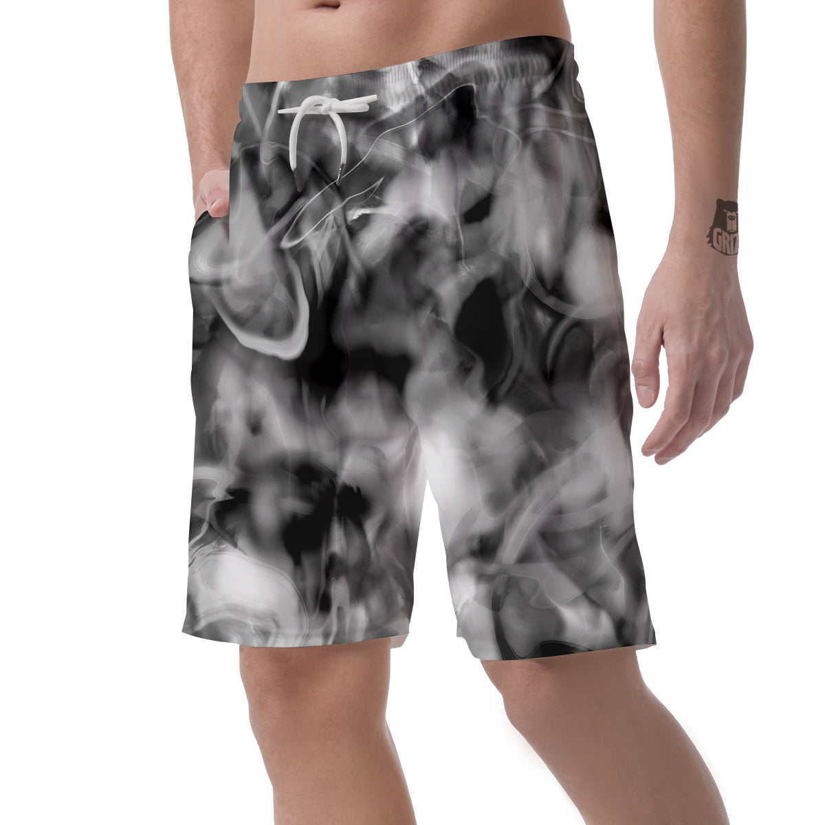 Abstract Psychedelic Liquid Smoke Print Men's Shorts-grizzshop