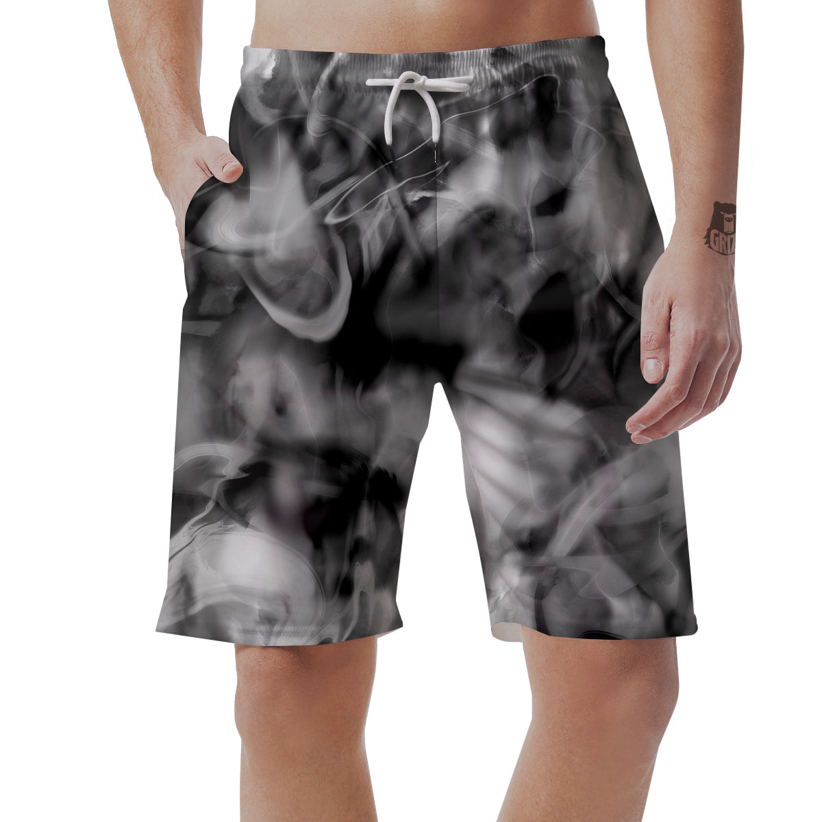 Abstract Psychedelic Liquid Smoke Print Men's Shorts-grizzshop