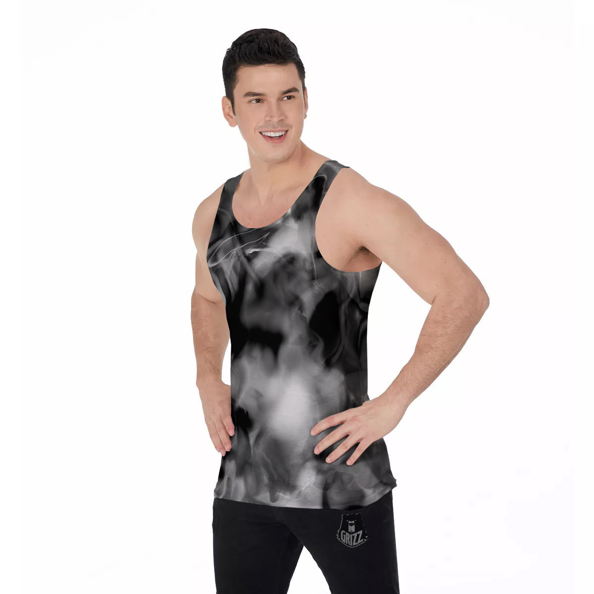Abstract Psychedelic Liquid Smoke Print Men's Tank Top-grizzshop