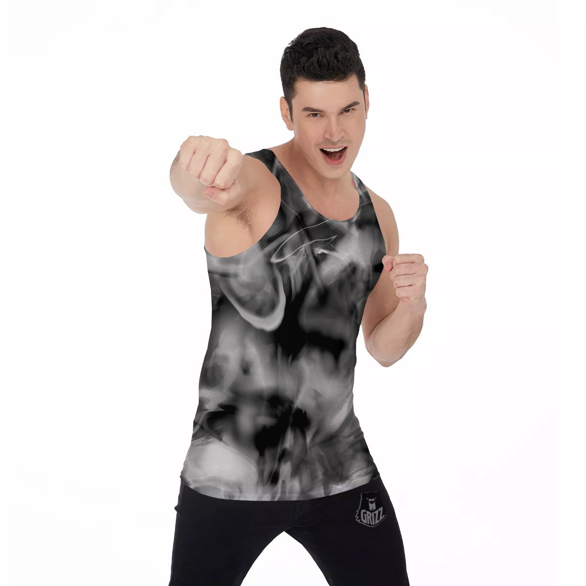 Abstract Psychedelic Liquid Smoke Print Men's Tank Top-grizzshop