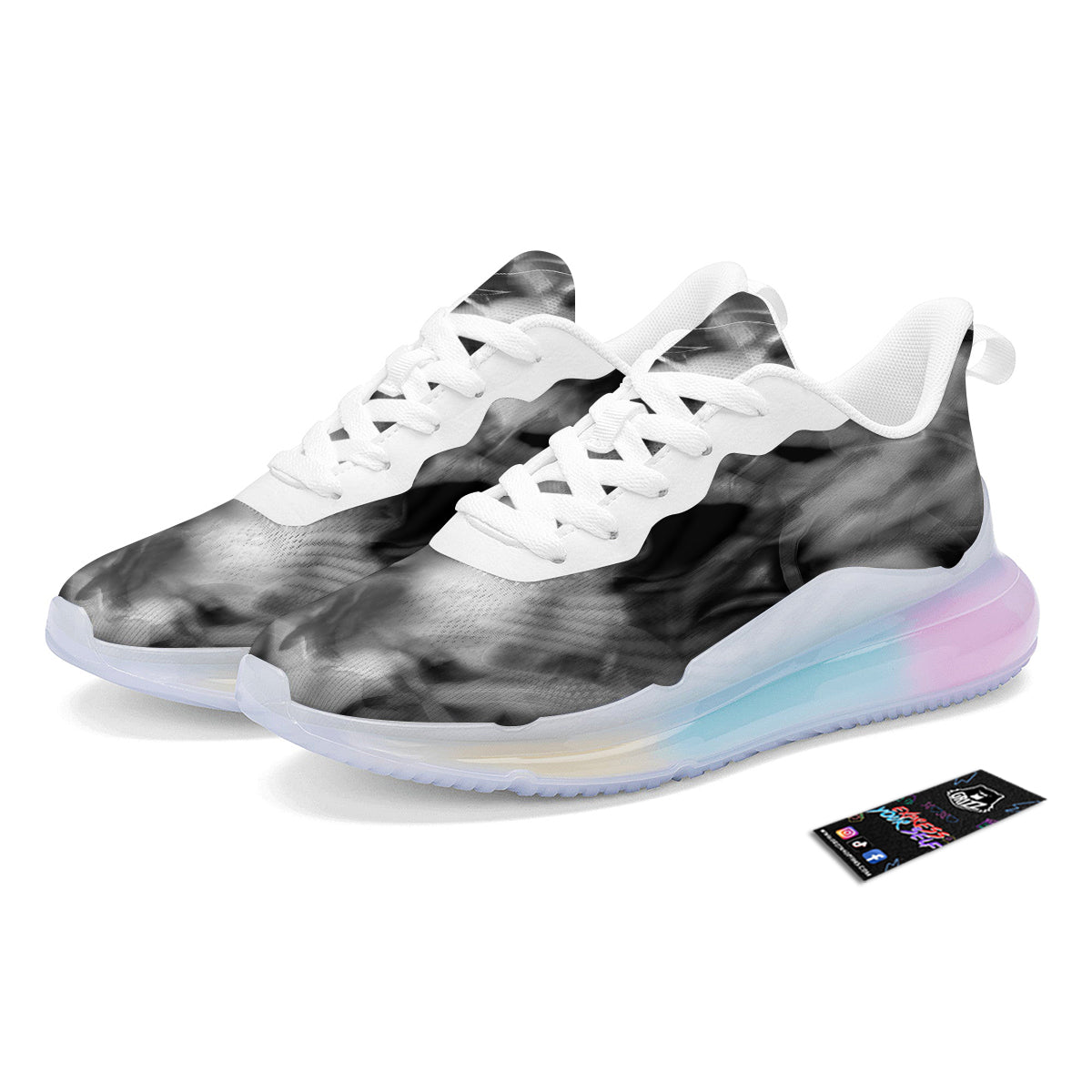 Abstract Psychedelic Liquid Smoke Print Running Sneakers-grizzshop