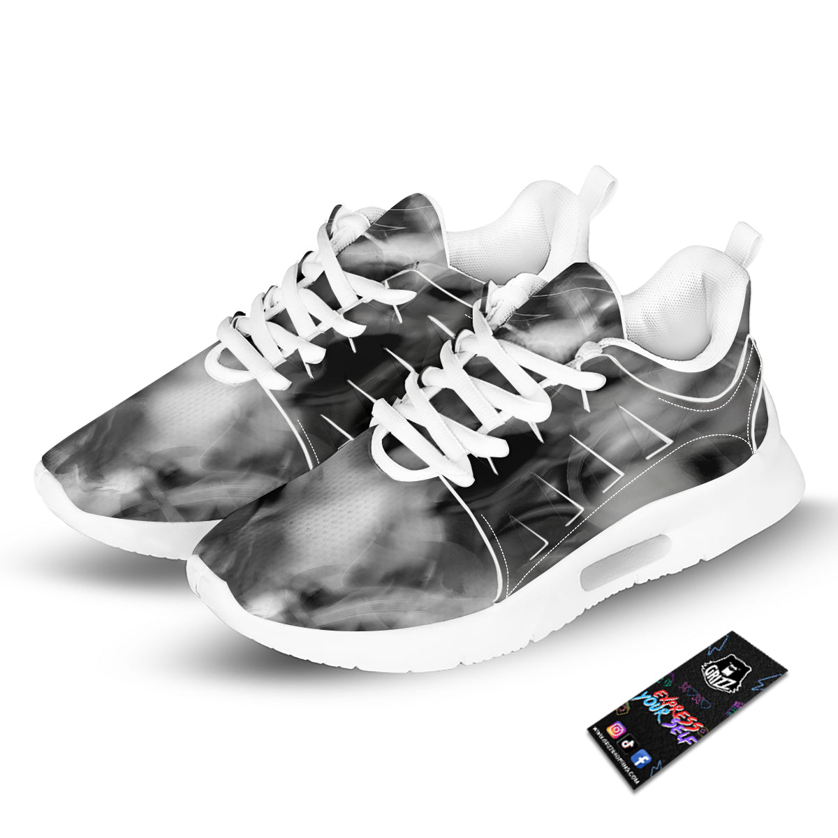 Abstract Psychedelic Liquid Smoke Print Tennis Shoes-grizzshop