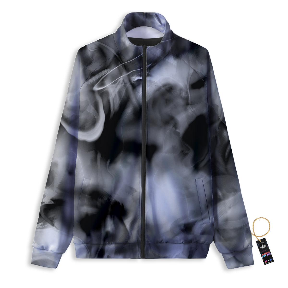 Abstract Psychedelic Liquid Smoke Print Track Jacket-grizzshop