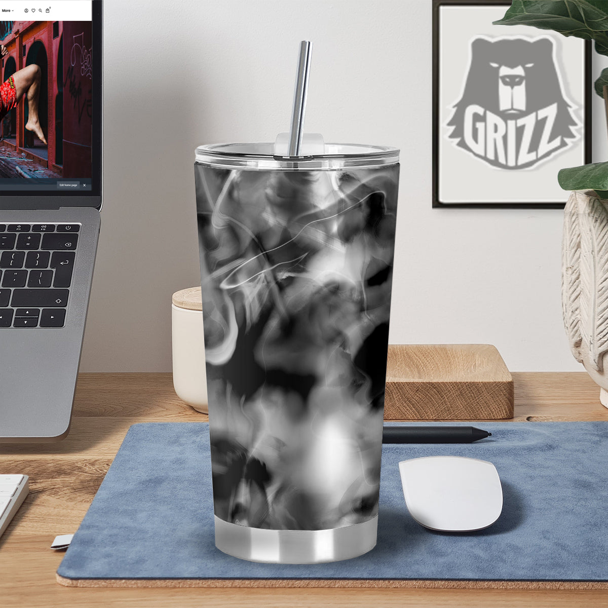 Abstract Psychedelic Liquid Smoke Print Tumbler-grizzshop