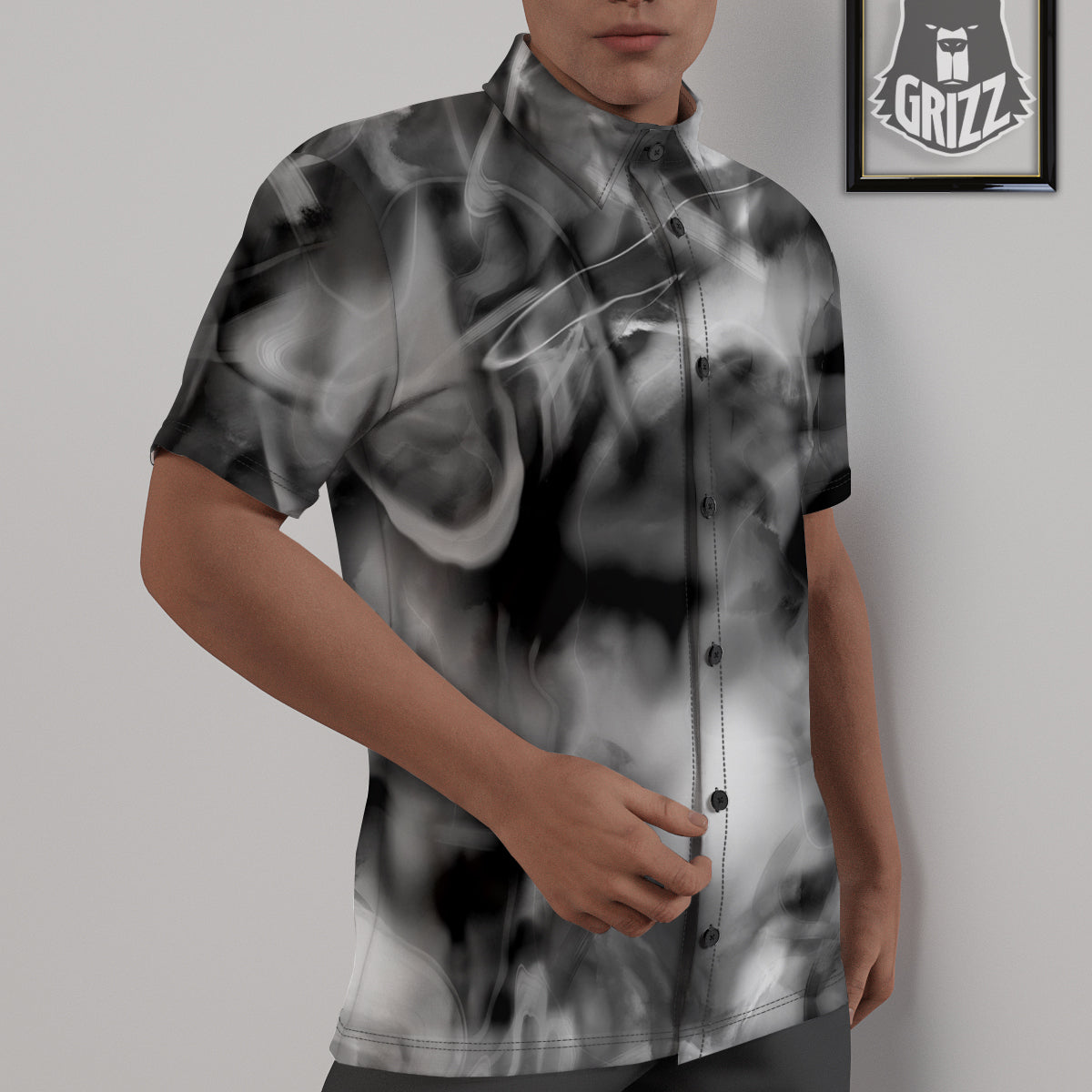 Abstract Psychedelic Liquid Smoke Print Untucked Shirts-grizzshop